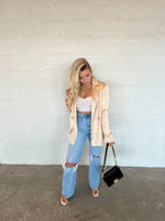 Out & About Satin Blazer- Champagne
