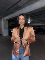 Out & About Satin Blazer- Copper