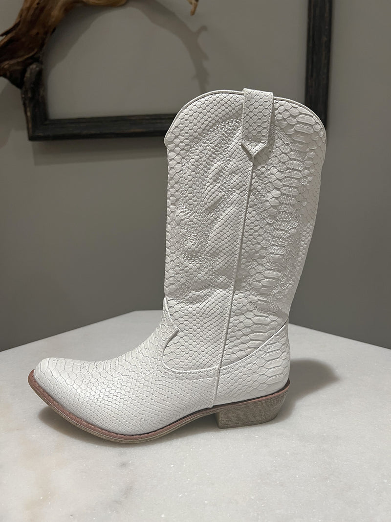 Matisse Gaucho Cowboy Boots- White Snakeskin